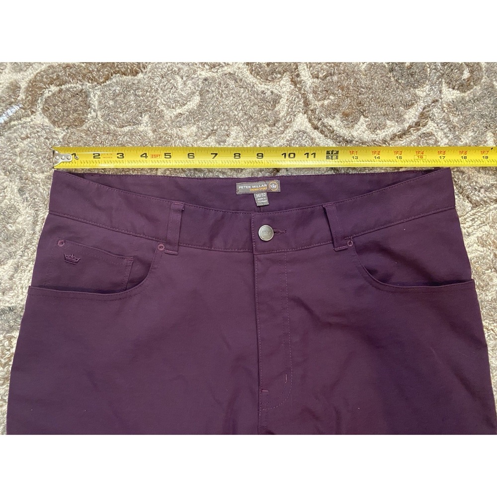 Peter Millar Pants Mens 36x32 Purple Polyester Golf Khaki EB66 5 Pocket Chino - Picture 3 of 7